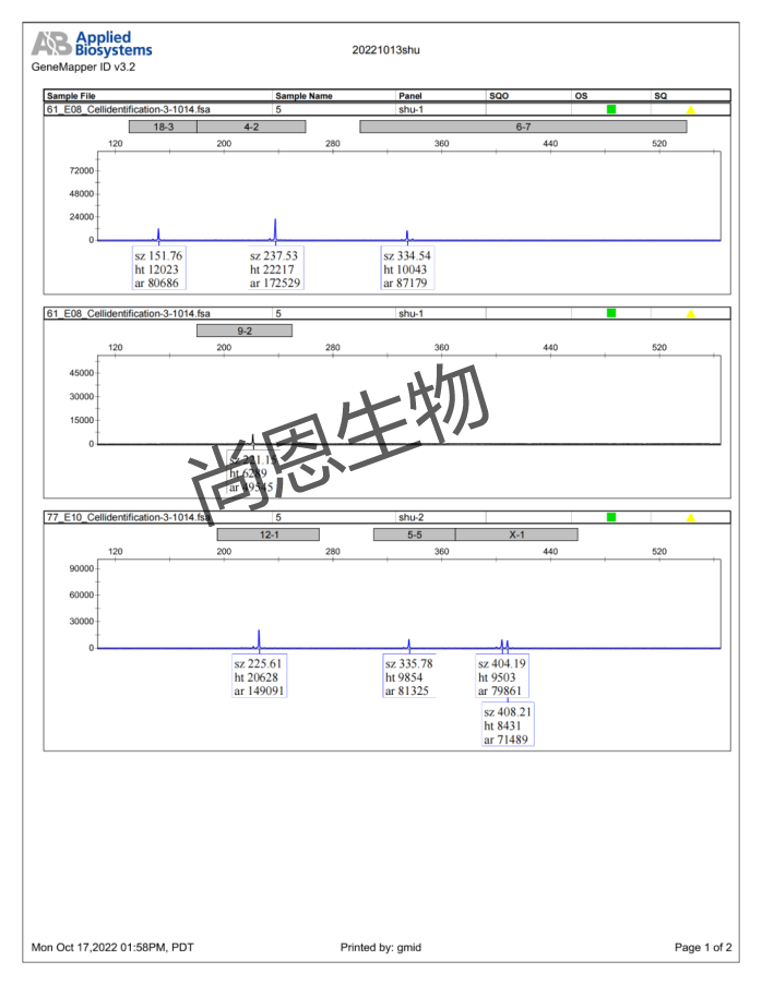 NCTC clone 929 [L cell, L-929](小鼠成纤维细胞)细胞基因分型图谱